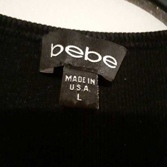 Bebe Womens Large Black Sporty Tank Top "Tough Love Bebe" in Silver Shiny Print - Picture 8 of 8
